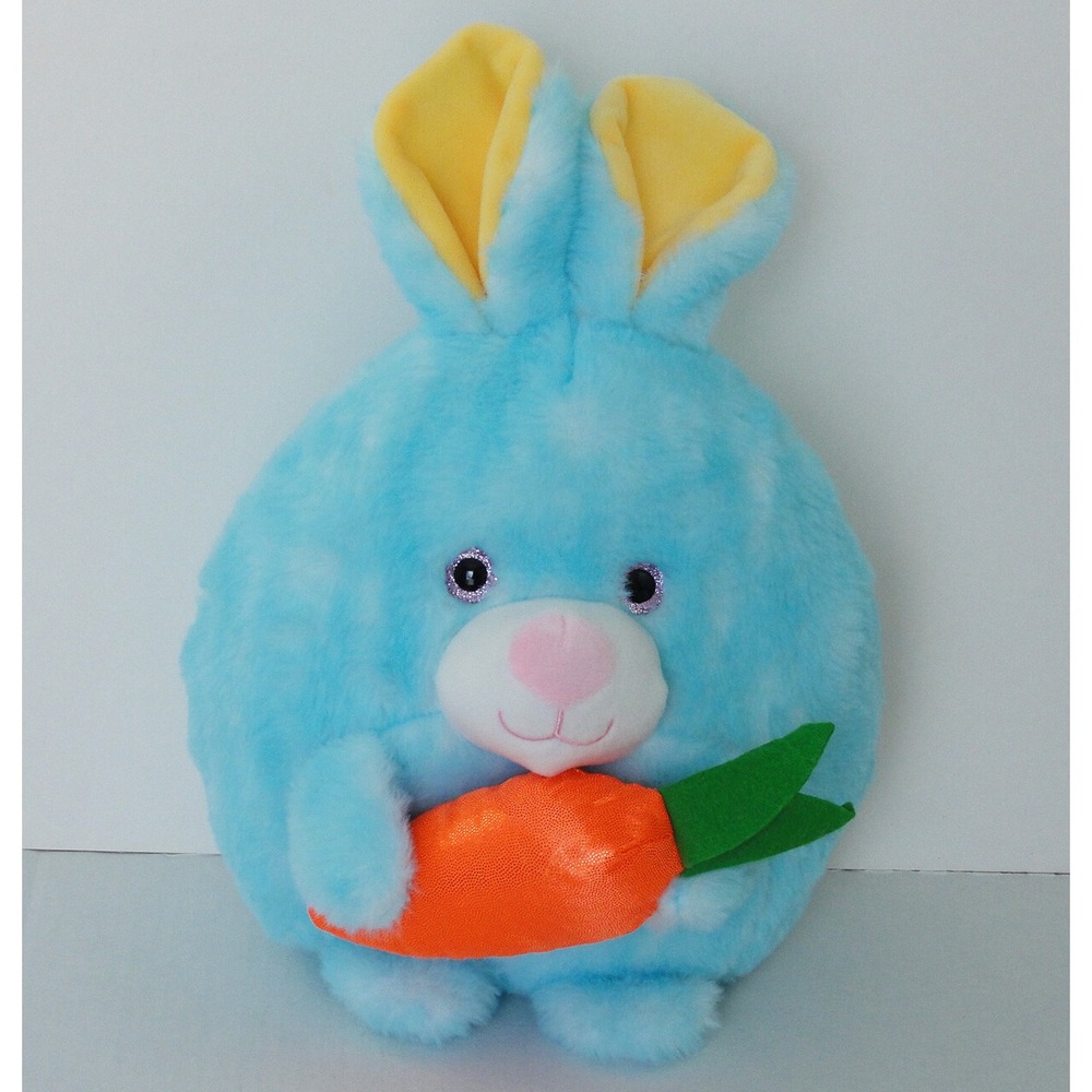 Hug & Luv Easter Bunny Rabbit Blue Plush Holding Carrot Stuffed Animal 12 Inch